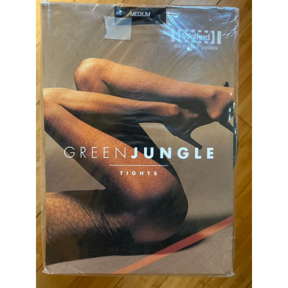 Wolford Green Jungle Black Tights Womens size Medium